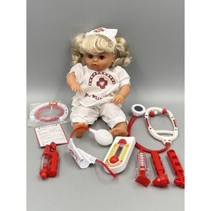 Lissi Puppe 13” My Dolly Nurse Doll W/ Outfit Uniform Toy Stethoscope Blonde